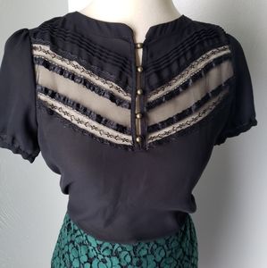 Forever 21 black sheer lace camisole blouse